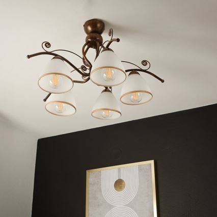 Brilagi - LED ytmonterad ljuskrona ANTICO 5xE27/60W/230V brons patina