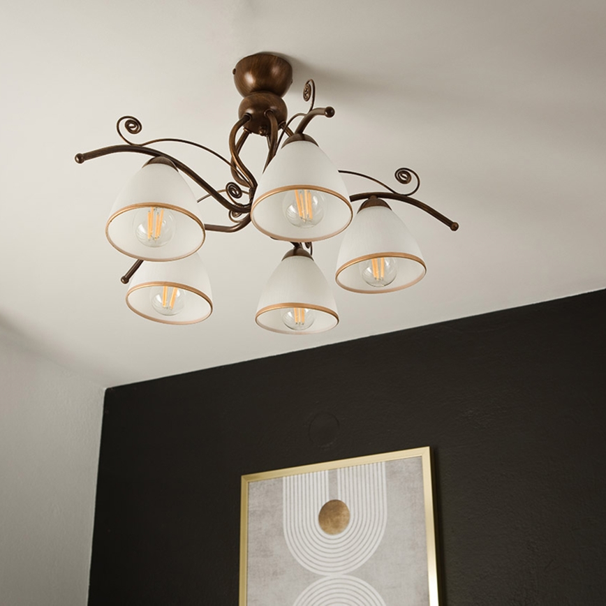 Brilagi - LED ytmonterad ljuskrona ANTICO 5xE27/60W/230V brons patina