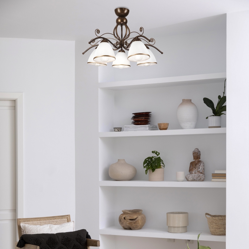 Brilagi - LED ytmonterad ljuskrona ANTICO 5xE27/60W/230V brons patina