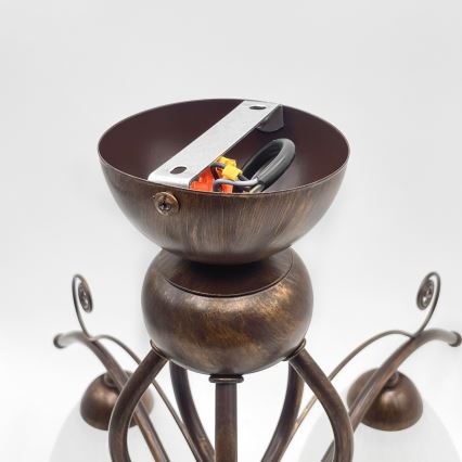 Brilagi - LED ytmonterad ljuskrona ANTICO 5xE27/60W/230V brons patina