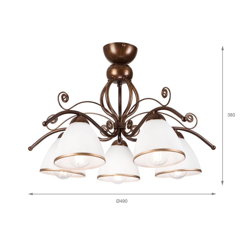 Brilagi - LED ytmonterad ljuskrona ANTICO 5xE27/60W/230V brons patina