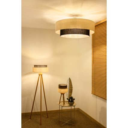 Brilagi - LED ytmonterad ljuskrona BOHO-stil 3xE27/15W/230V Ø 80 cm krämvit/brun