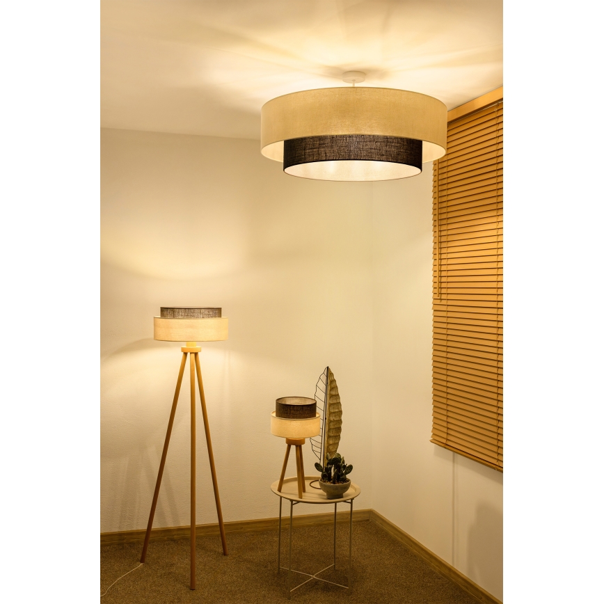 Brilagi - LED ytmonterad ljuskrona BOHO-stil 3xE27/15W/230V Ø 80 cm krämvit/brun
