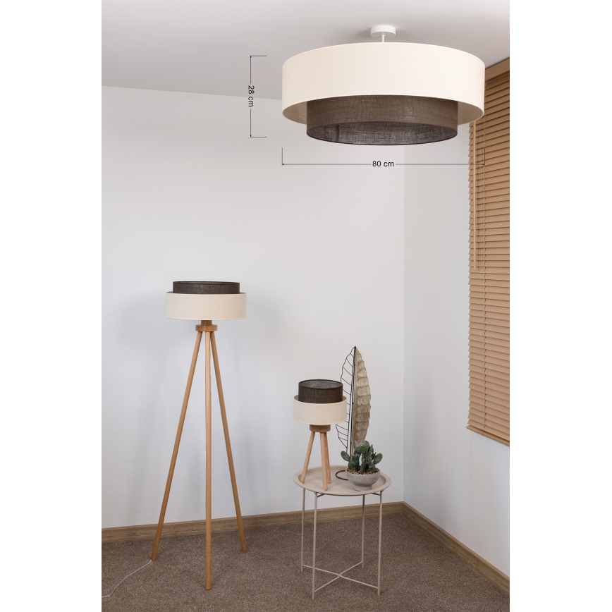 Brilagi - LED ytmonterad ljuskrona BOHO-stil 3xE27/15W/230V Ø 80 cm krämvit/brun