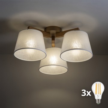 BRILAGI - LED ytmonterad ljuskrona LATTE SABIA 3xE27/15W/230V furu/vit