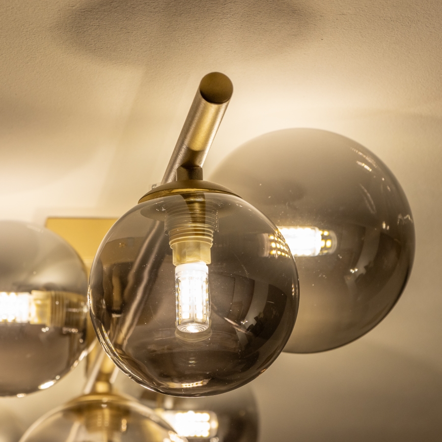 Brilagi - LED ytmonterad ljuskrona MILLA 7xG9/3W/230V guld/rökig