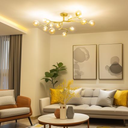 Brilagi - LED ytmonterad ljuskrona MISTEL 15xG9/3W/230V guld