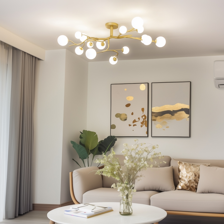 Brilagi - LED ytmonterad ljuskrona MISTEL 15xG9/3W/230V guld/vit