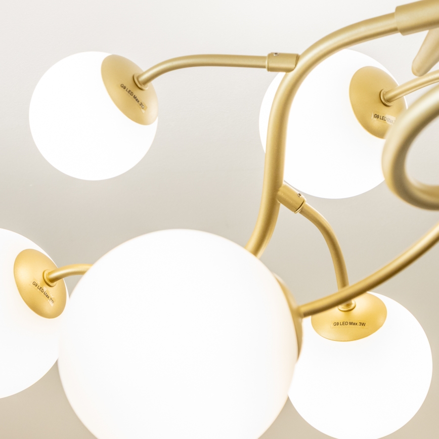 Brilagi - LED ytmonterad ljuskrona MISTEL 15xG9/3W/230V guld/vit