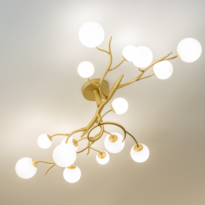 Brilagi - LED ytmonterad ljuskrona MISTEL 15xG9/3W/230V guld/vit