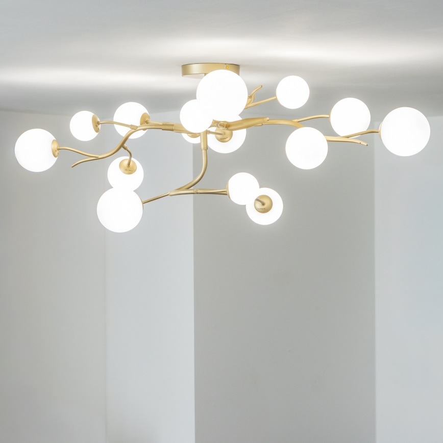 Brilagi - LED ytmonterad ljuskrona MISTEL 15xG9/3W/230V guld/vit