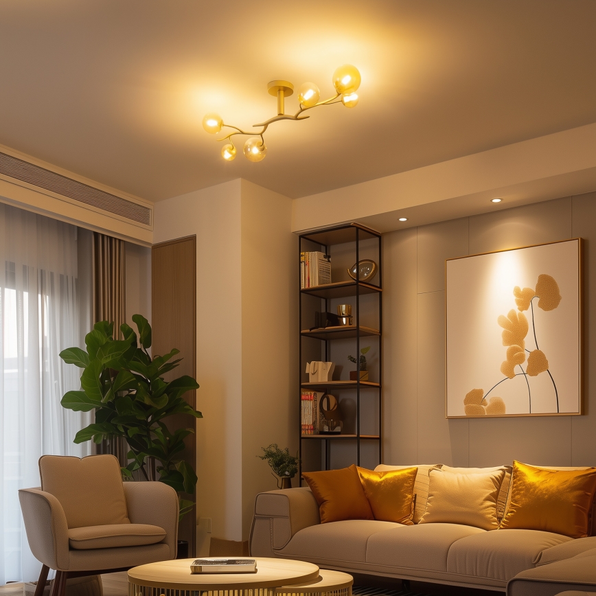 Brilagi - LED ytmonterad ljuskrona MISTEL 6xG9/3W/230V guld