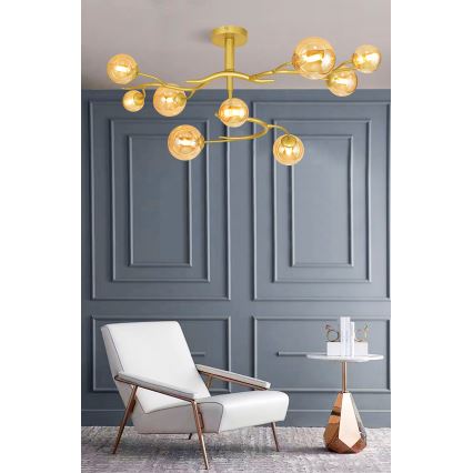 Brilagi - LED ytmonterad ljuskrona MISTEL 9xG9/3W/230V guld