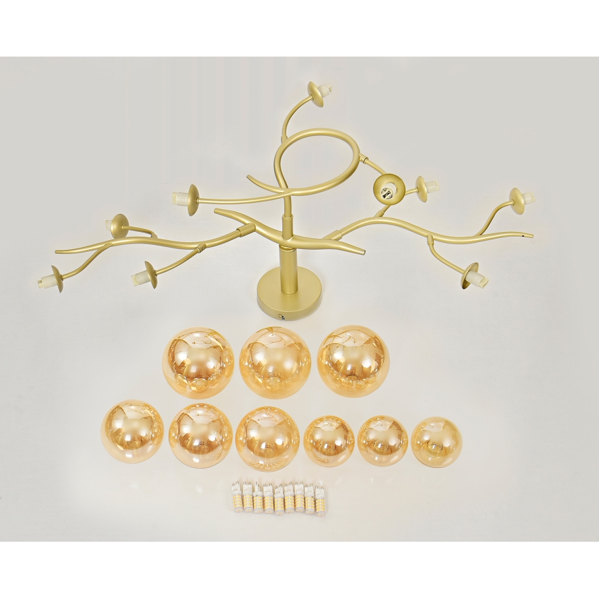 Brilagi - LED ytmonterad ljuskrona MISTEL 9xG9/3W/230V guld