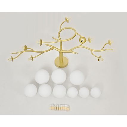 Brilagi - LED ytmonterad ljuskrona MISTEL 9xG9/3W/230V guld/vit