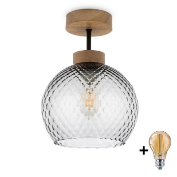 BRILAGI - LED Ytmonterad ljuskrona RETRO GLASS 1xE27/60W/230V Ø 18 cm ek/rökgrå