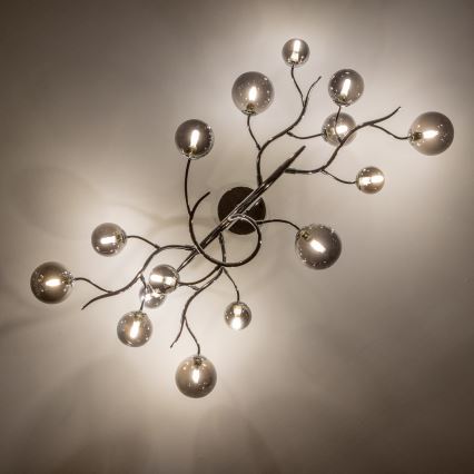 Brilagi - LED ytmonterad takkrona MISTEL 15xG9/3W/230V svart krom/rökfärgat glas