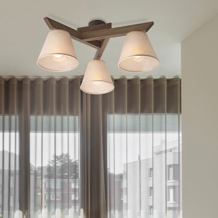 Brilagi - LED ytmonterad taklampa ANTHONY 3xE14/40W/230V ek/valnöt/beige