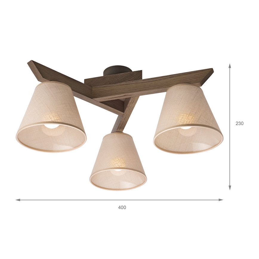 Brilagi - LED ytmonterad taklampa ANTHONY 3xE14/40W/230V ek/valnöt/beige