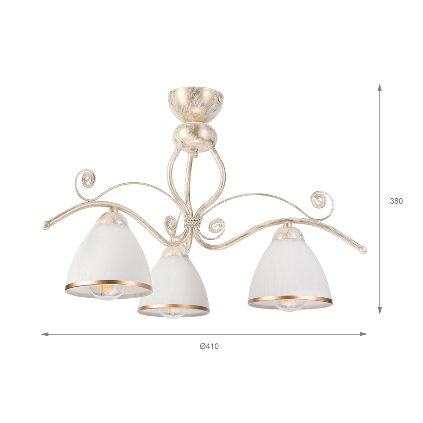 Brilagi - LED-ytmonterad taklampa ANTICO, 3x E27, max 60 W, 230 V, 3000 K, vit patina