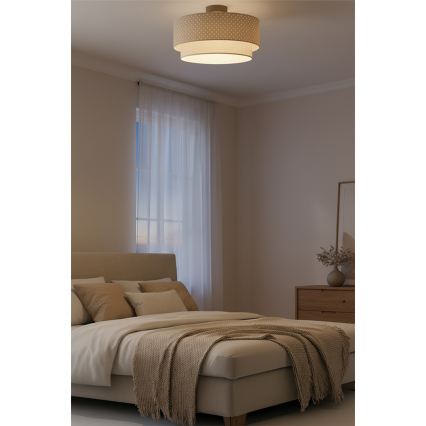 Brilagi-LED ytmonterad taklampa BOHO BOBO, 1 x E27 / 60 W / 230 V, Ø 40 cm, prickmönster, beige/kräm