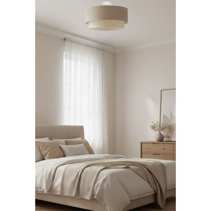 Brilagi-LED ytmonterad taklampa BOHO BOBO, 1 x E27 / 60 W / 230 V, Ø 40 cm, prickmönster, beige/kräm