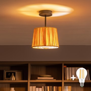 Brilagi - LED ytmonterad taklampa CERIA BOHO 1xE27/60W/230V Ø 20 cm svart/raffia