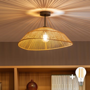 Brilagi - LED ytmonterad taklampa CERIA BOHO 1xE27/60W/230V Ø 50 cm svart/brun