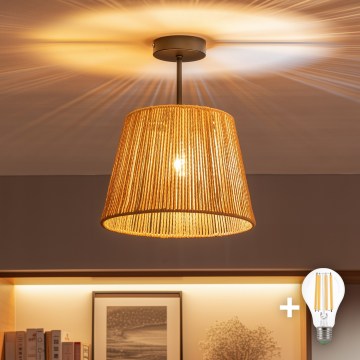 Brilagi - LED ytmonterad taklampa CERIA BOHO 1xE27/60W/230V Ø28 cm svart/brun