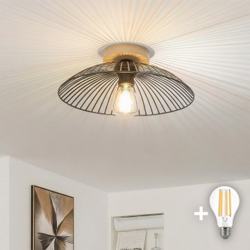 Brilagi - LED-ytmonterad taklampa CERIA WIRE 1xE27/40W/230V Ø 26 cm svart/ek