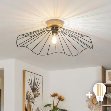 Brilagi - LED ytmonterad taklampa CERIA WIRE 1xE27/40W/230V Ø 60 cm svart/ek