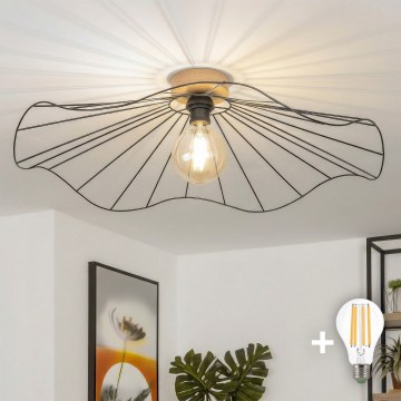 Brilagi - LED ytmonterad taklampa CERIA WIRE 1xE27/40W/230V Ø 80 cm svart/ek