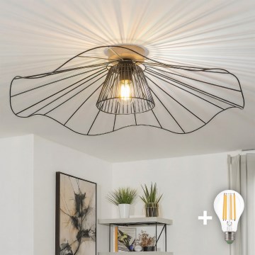 Brilagi - LED-ytmonterad taklampa CERIA WIRE 1xE27/40W/230V Ø 80 cm svart/ek