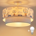 Brilagi-LED Ytmonterad taklampa för barn BOBO 1xE27/60W/230V Ø 40 cm krämfärgad/blå med björnmotiv