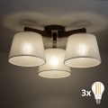 BRILAGI - LED ytmonterad taklampa LATTE 3xE27/15W/230V furu/beige