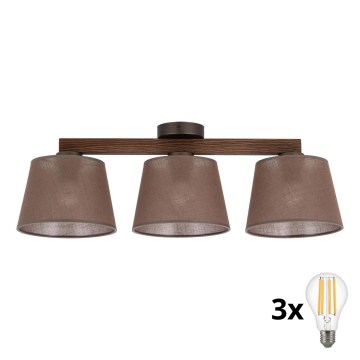 BRILAGI - LED ytmonterad taklampa LATTE 3xE27/15W/230V furu/brun