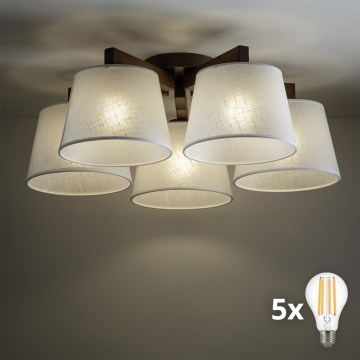 BRILAGI - LED ytmonterad taklampa LATTE 5xE27/15W/230V furu/vit