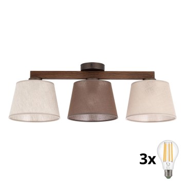 BRILAGI - LED ytmonterad taklampa LATTE SABIA 3xE27/15W/230V furu/mix