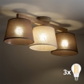 BRILAGI - LED ytmonterad taklampa LATTE SABIA 3xE27/15W/230V furu/mix