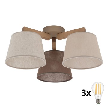 BRILAGI - LED-ytmonterad taklampa LATTE SABIA 3xE27/15W/230V furu/mix
