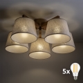 BRILAGI - LED ytmonterad taklampa LATTE SABIA 5xE27/15W/230V furu/krämvit