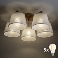 BRILAGI - LED ytmonterad taklampa LATTE SABIA 5xE27/15W/230V furu/vit