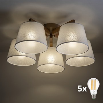 BRILAGI - LED ytmonterad taklampa LATTE SABIA 5xE27/15W/230V furu/vit