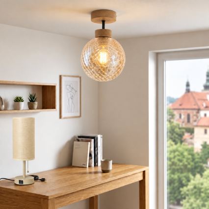 BRILAGI - LED ytmonterad taklampa RETRO GLASS 1xE27/60W/230V Ø 17 cm ek/rökbeige