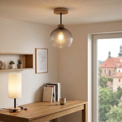 BRILAGI - LED Ytmonterad ljuskrona RETRO GLASS 1xE27/60W/230V Ø 18 cm ek/rökgrå