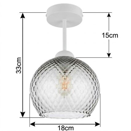 BRILAGI - LED ytmonterad taklampa RETRO GLASS 1xE27/60W/230V Ø 18 cm vit/rökgrå