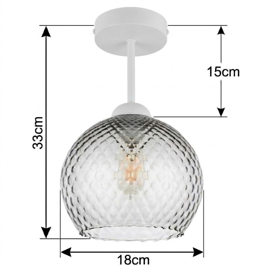 BRILAGI - LED ytmonterad taklampa RETRO GLASS 1xE27/60W/230V Ø 18 cm vit/rökgrå