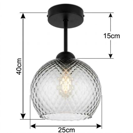 BRILAGI - LED ytmonterad taklampa RETRO GLASS 1xE27/60W/230V Ø 25 cm svart/rökgrå