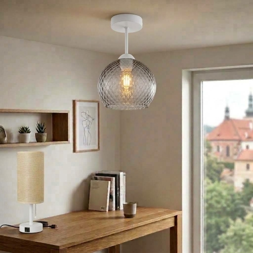 BRILAGI - LED ytmonterad taklampa RETRO GLASS 1xE27/60W/230V Ø 25 cm vit/rökgrå