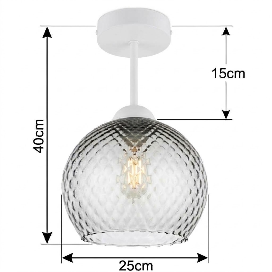 BRILAGI - LED ytmonterad taklampa RETRO GLASS 1xE27/60W/230V Ø 25 cm vit/rökgrå